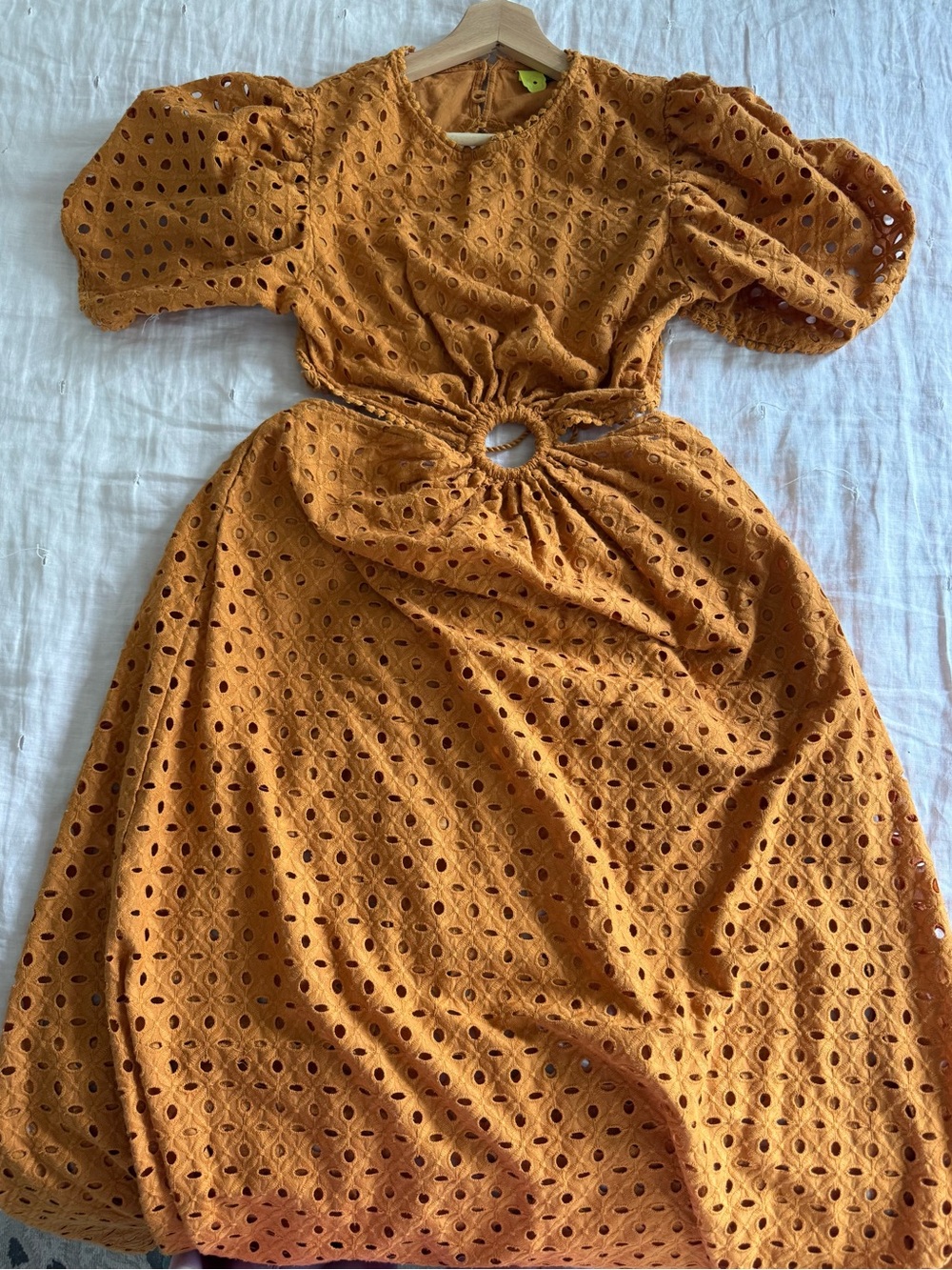 Farm Rio Eyelet Cutout Ring Maxi Dress Brown Caramel NWT Size S - Picture 4 of 6